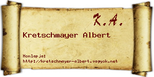 Kretschmayer Albert névjegykártya